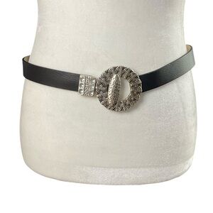 Chico's Women's Midnight Ranch Black Genuine Leather Adjustable Belt Sz. M/L